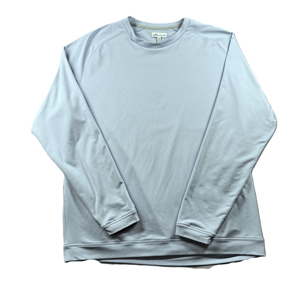 Peter Millar Men Performance Crewneck Sweatshirt Golf Outdoor Light Blue XL P101